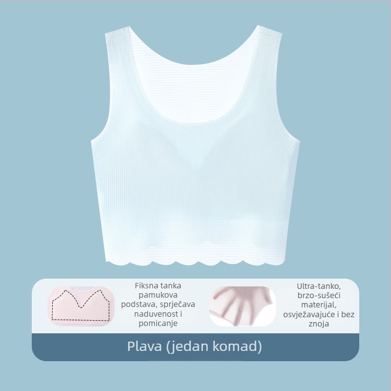 Bezšivni grudnjak za djevojčice u pubertetu, prva faza, 9–13 godina, Tank Top stil, poliester, pun košarica