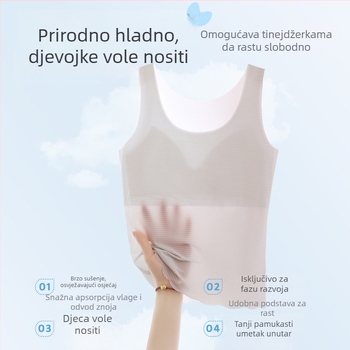 Djevojački brzi suhi tank top (Poliester; prozračan; trokutasti košar; tanak oblikovani košar; fiksne dvostruke naramenice)