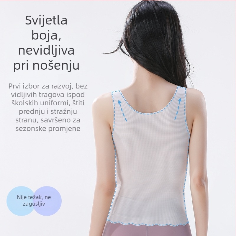 Djevojački brzi suhi tank top (Poliester; prozračan; trokutasti košar; tanak oblikovani košar; fiksne dvostruke naramenice)