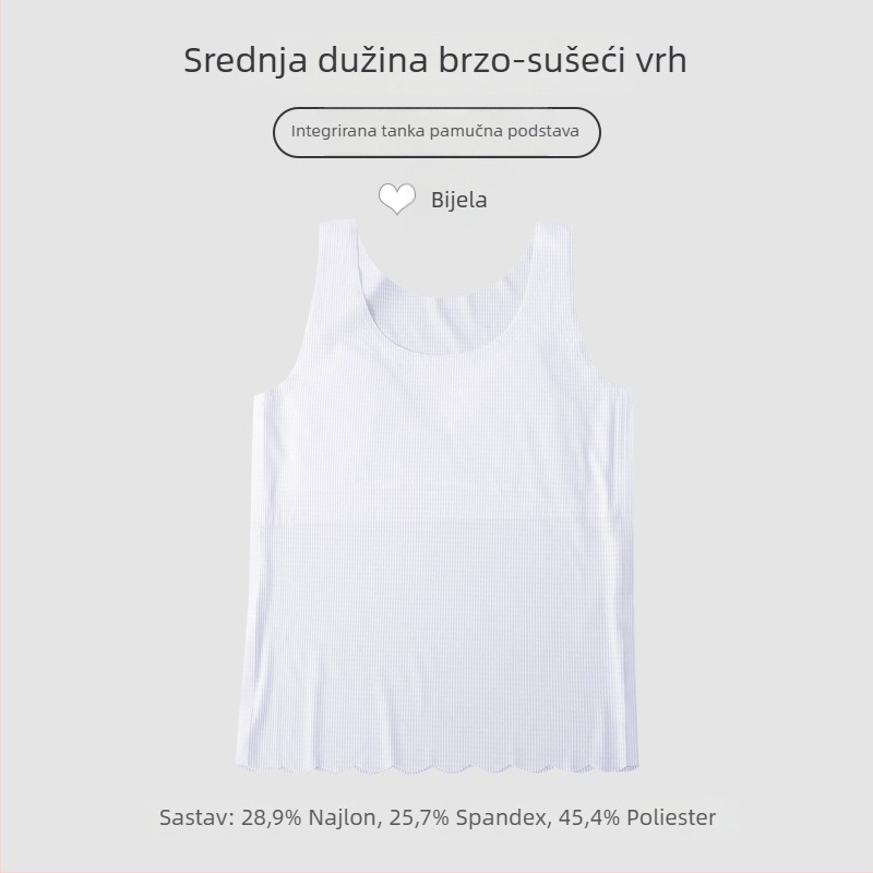 Djevojački brzi suhi tank top (Poliester; prozračan; trokutasti košar; tanak oblikovani košar; fiksne dvostruke naramenice)