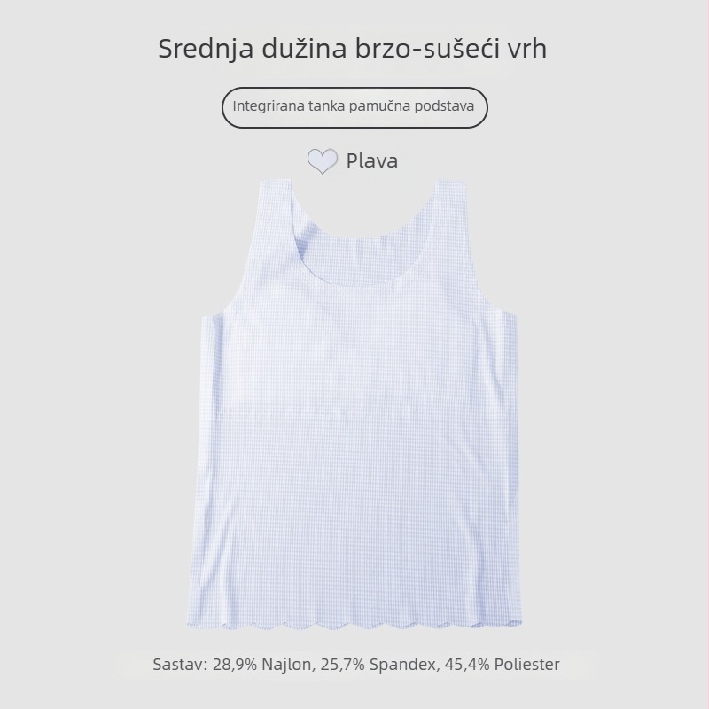 Djevojački brzi suhi tank top (Poliester; prozračan; trokutasti košar; tanak oblikovani košar; fiksne dvostruke naramenice)