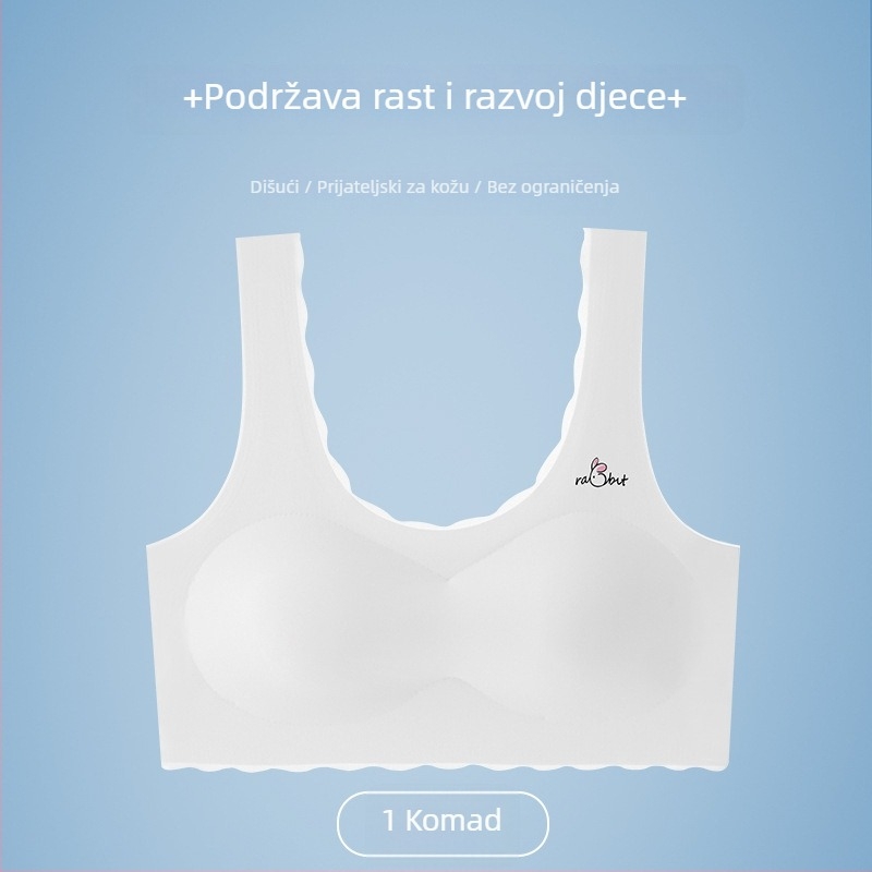 Bešavne dječje potkošulje-bustier za djevojčice 12–15 godina, Ice Silk tkanina, košarica 1/2, ultratanki oblikovani košarica, bez žice, fiksne dvostruke naramenice, udobnost i diskrecija