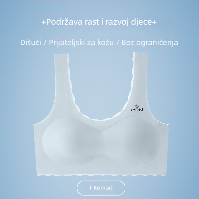 Bešavne dječje potkošulje-bustier za djevojčice 12–15 godina, Ice Silk tkanina, košarica 1/2, ultratanki oblikovani košarica, bez žice, fiksne dvostruke naramenice, udobnost i diskrecija