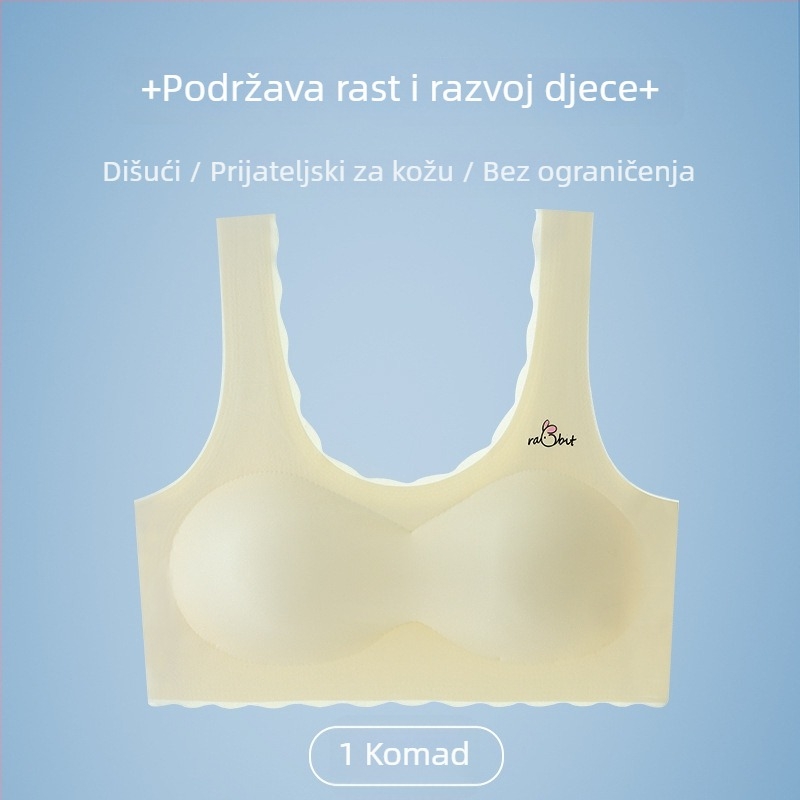 Bešavne dječje potkošulje-bustier za djevojčice 12–15 godina, Ice Silk tkanina, košarica 1/2, ultratanki oblikovani košarica, bez žice, fiksne dvostruke naramenice, udobnost i diskrecija