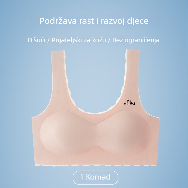 Bešavne dječje potkošulje-bustier za djevojčice 12–15 godina, Ice Silk tkanina, košarica 1/2, ultratanki oblikovani košarica, bez žice, fiksne dvostruke naramenice, udobnost i diskrecija