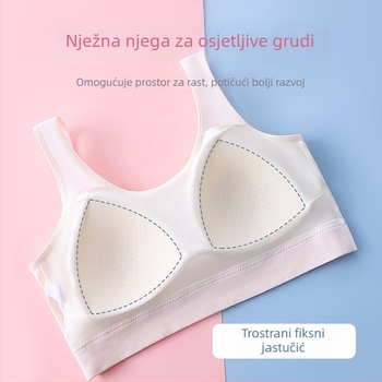 Bezošiv grudnjak za djevojčice u razvoju, stil prsluka, puni košaricu, tanak oblikovan grudnjak, viskozni materijal, fiksne dvostruke naramenice