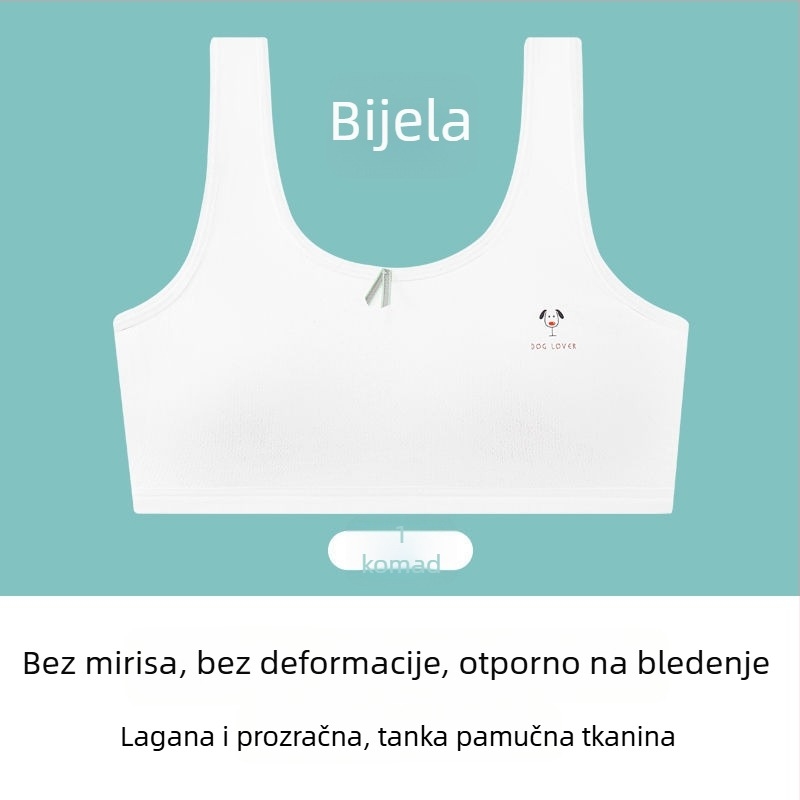 Pamučni grudnjak-vest za tinejdžerice, pune šalice, tanak oblikovan košarica, fiksne dvostruke naramenice