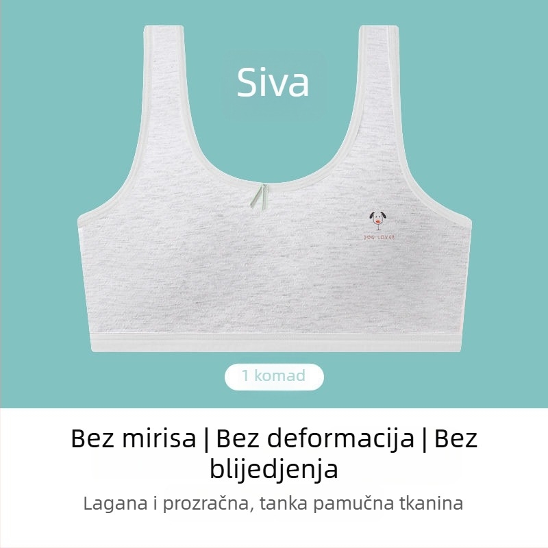 Pamučni grudnjak-vest za tinejdžerice, pune šalice, tanak oblikovan košarica, fiksne dvostruke naramenice