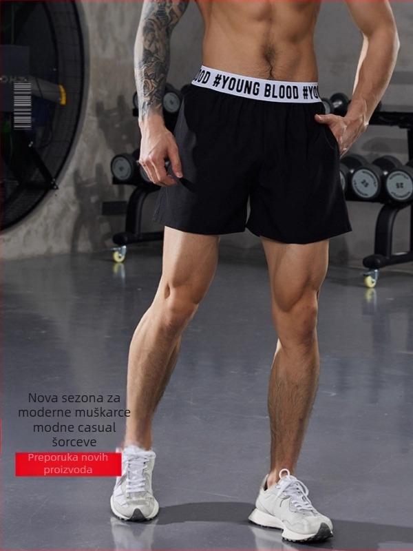 Muške ljetne sportske šortse, poliester, slobodan kroj, srednja elastičnost, za sport
