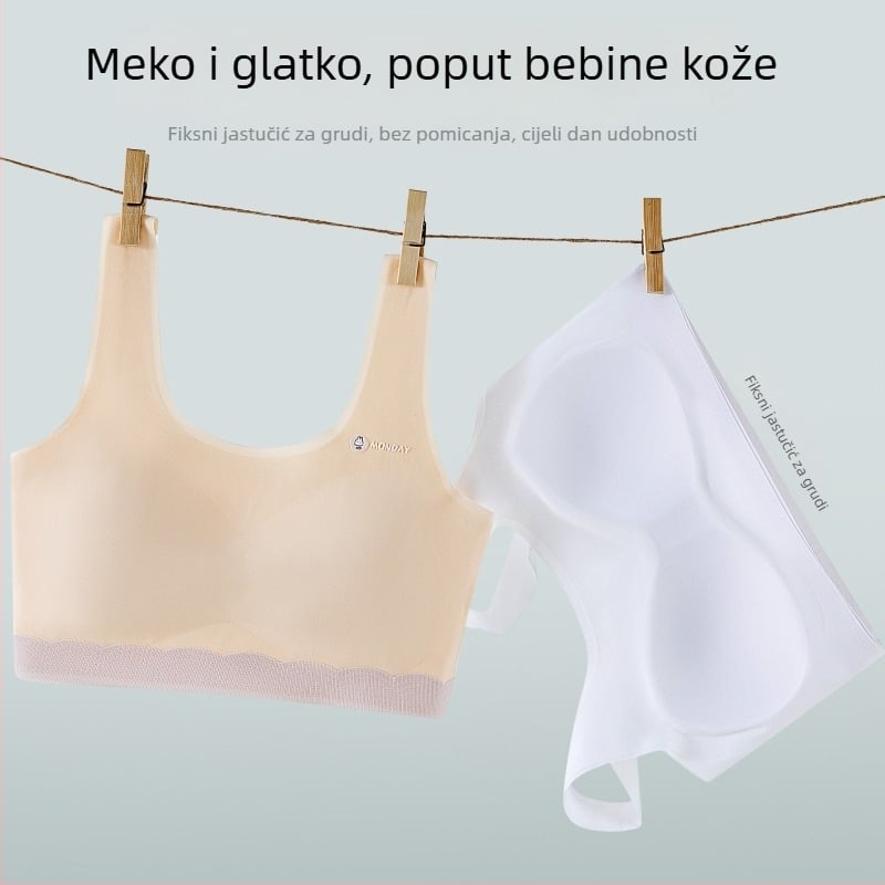 Bezšivna potkošulja za djevojčice s fiksnim čašicama, najlon, dvostruke naramenice