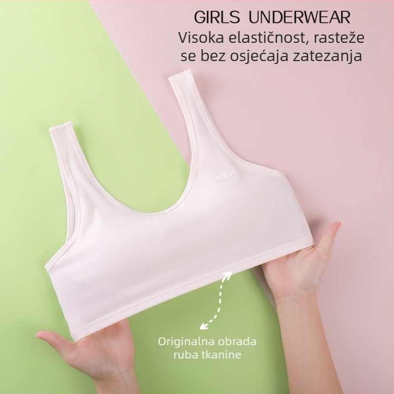 Tinejdžerski sportski grudnjak s punim košaricama, tanko oblikovane košarice, najlon materijal, fiksne naramenice, prozračan