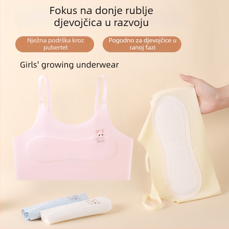 Dječji bezšivni grudnjak u stilu vesta, od najlona s pamukom, prozračan, bez žica, čvrste naramenice, za dob 9–13 godina