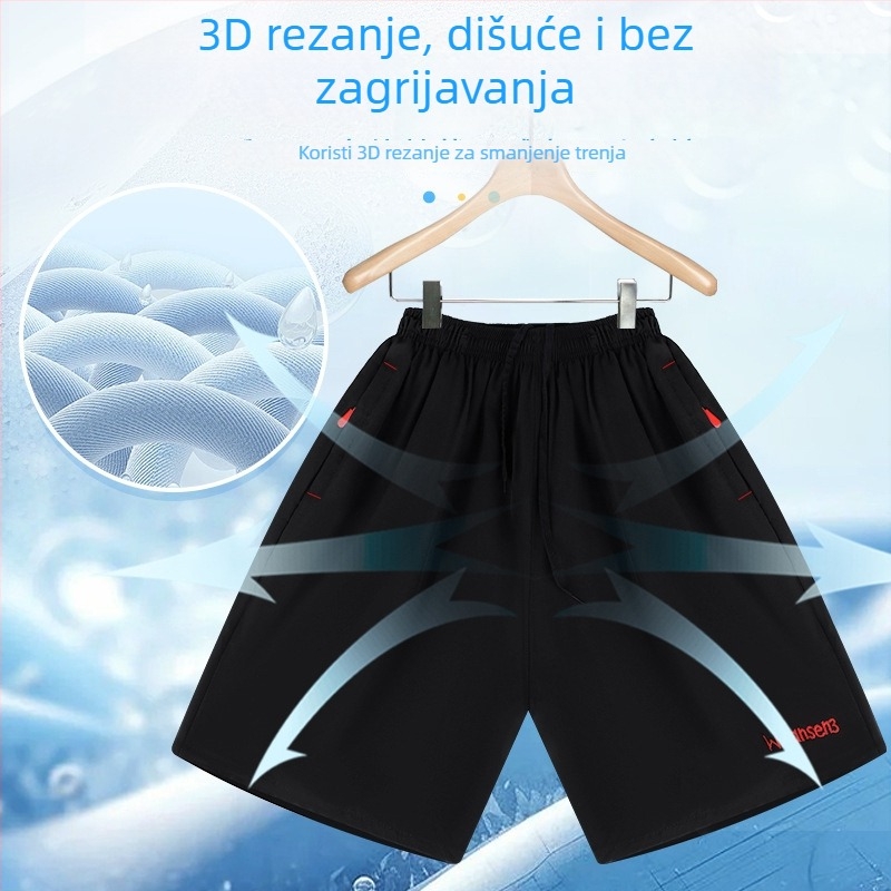 Muške sportske šorceve, široki kroj, poliester, prozračan, ljeto