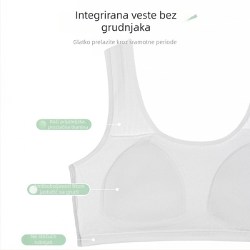 Dječji pamučni grudnjak s trokutićnim košaricama, tanko oblikovane košarice, bez žice, fiksne dvostruke naramenice