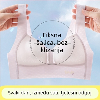 Sportski grudnjak za djevojčice u stilu prsluka, Spandex, potpuno čašice s tankim oblikovanim slojem, najlon podstava, prozračni stražnji dio, uzrast 12–15 godina