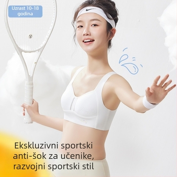 Sportski grudnjak za djevojčice u stilu prsluka, Spandex, potpuno čašice s tankim oblikovanim slojem, najlon podstava, prozračni stražnji dio, uzrast 12–15 godina
