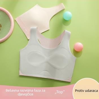 Grudnjak za djevojčice u stilu prsluka, bezšivan, modalna tkanina, podstava od spandeksa, puni košarica, tanak oblikovan košarica, fiksirane dvostruke naramenice