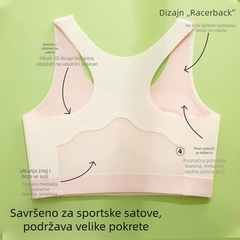 Grudnjak za djevojčice u stilu prsluka, bezšivan, modalna tkanina, podstava od spandeksa, puni košarica, tanak oblikovan košarica, fiksirane dvostruke naramenice