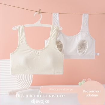 Suteren-vest za djevojčice 12–15 godina, fiksirani dvostruki remenčići, oblikovane košarice s spužvom, viskozna tkanina, prozračni stražnji dio