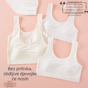 Suteren-vest za djevojčice 12–15 godina, fiksirani dvostruki remenčići, oblikovane košarice s spužvom, viskozna tkanina, prozračni stražnji dio