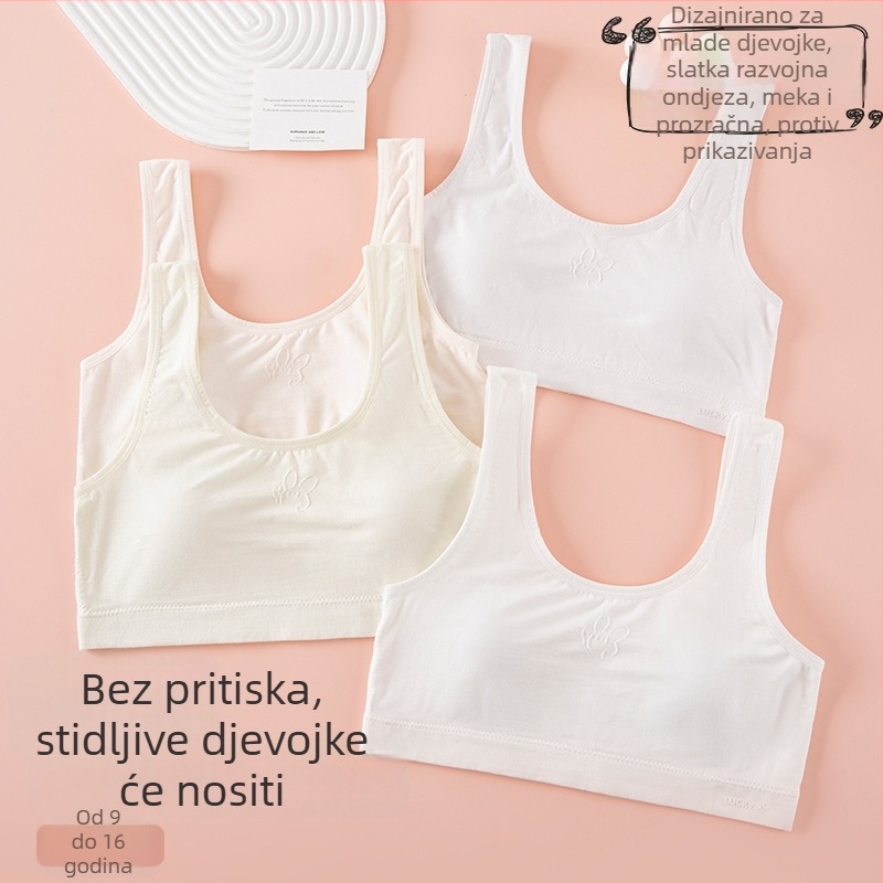 Suteren-vest za djevojčice 12–15 godina, fiksirani dvostruki remenčići, oblikovane košarice s spužvom, viskozna tkanina, prozračni stražnji dio