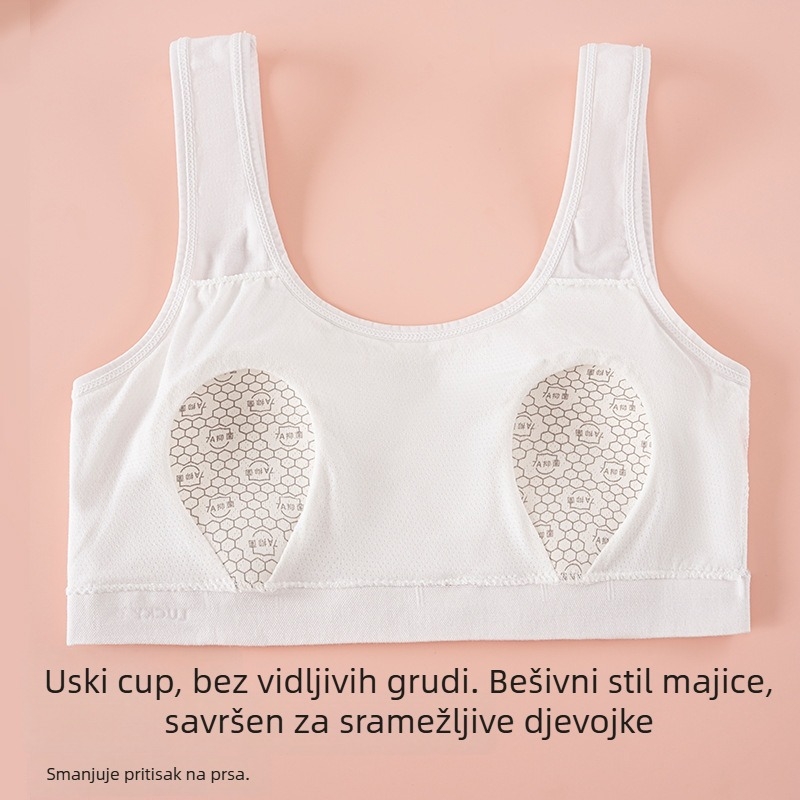 Suteren-vest za djevojčice 12–15 godina, fiksirani dvostruki remenčići, oblikovane košarice s spužvom, viskozna tkanina, prozračni stražnji dio