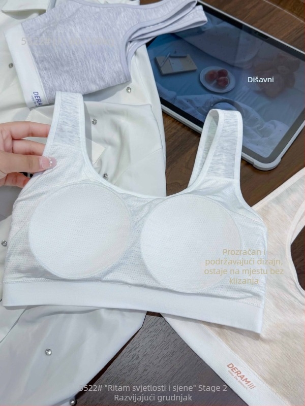 Top za djevojčice s dvije faze razvoja, ugrađena tanka pamučna umetka, okrugli izrez, viskoza 76.6%