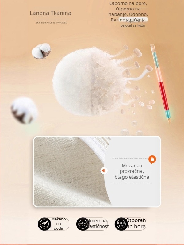 Kratke hlače od lanene smjese s 55% viskoze, udoban ležerni kroj, elastičan pojas sa šnom