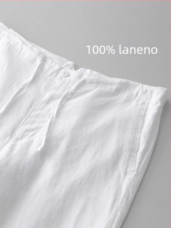 Muške lanene kratke hlače za ljeto — ravnog kroja, srednje dužine, 100% lan, ležernog stila (100% lan; ravni kroj; srednja dužina; ljeto)