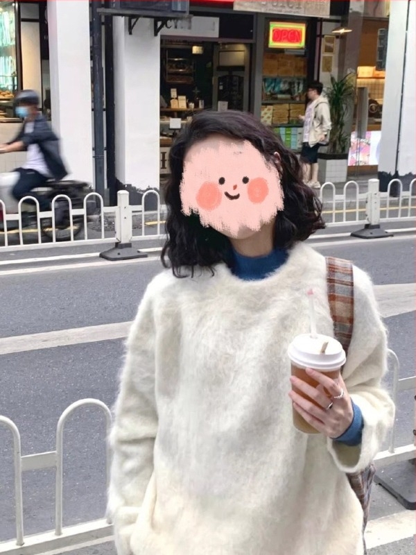 Pleteni pulover od akrilne smese, korejski stil, srednje debljine, okrugli izrez, dugi rukavi