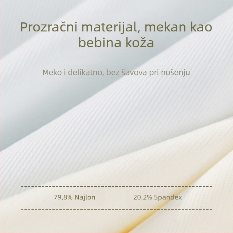 Sportski grudnjak u stilu veste za tinejdžerice — prozračan najlon, pune čašice s tankim oblikom, fiksirane dvostruke naramenice, upijanje znoja i udobnost