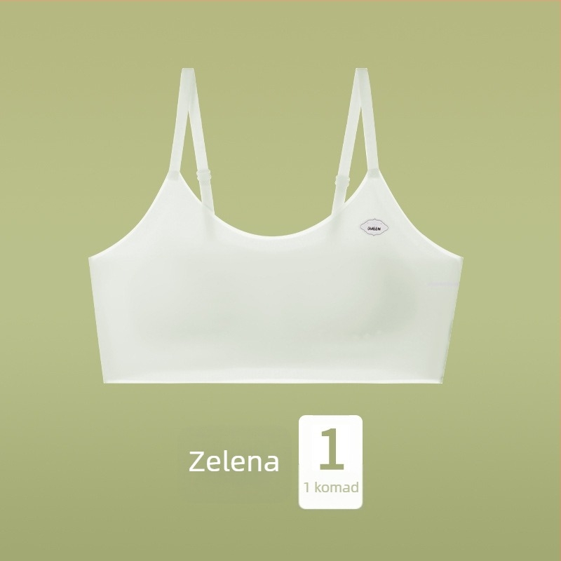 Sportski grudnjak u stilu veste za tinejdžerice — prozračan najlon, pune čašice s tankim oblikom, fiksirane dvostruke naramenice, upijanje znoja i udobnost