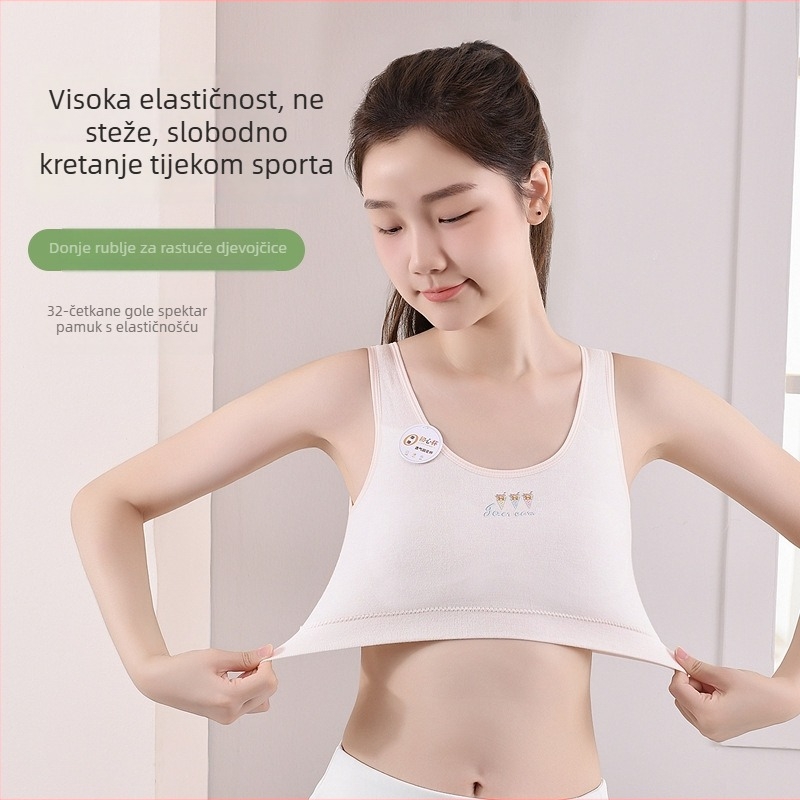 Bezšivni dječji top u stilu veste za djevojčice 9–13 godina, viskoza, košarica 3/4, moldless cup, fiksni dvostruki naramenici, udobno