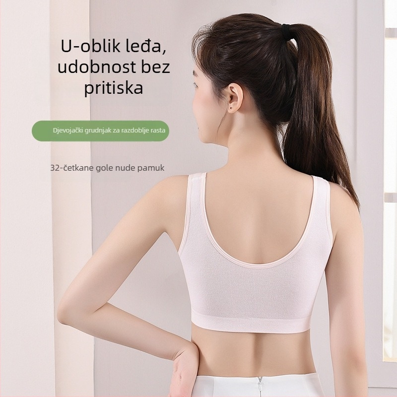 Bezšivni dječji top u stilu veste za djevojčice 9–13 godina, viskoza, košarica 3/4, moldless cup, fiksni dvostruki naramenici, udobno