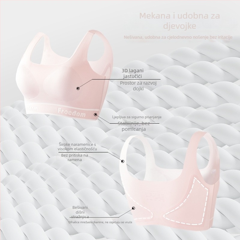 Dječja sportska grudnjaka u stilu vesta, najlon, pune čašice, tanki kalupi s spužvom, prozračna i udobna