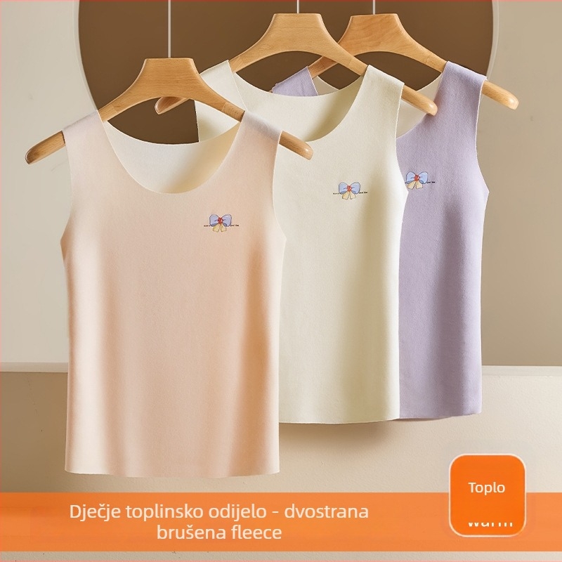 3-dijelni set toplih prsluka za rastuće djevojčice (7–12 godina) – kapuljača, dvostruki sloj, akrilna vlakna, srednja težina 181–200 g/m²