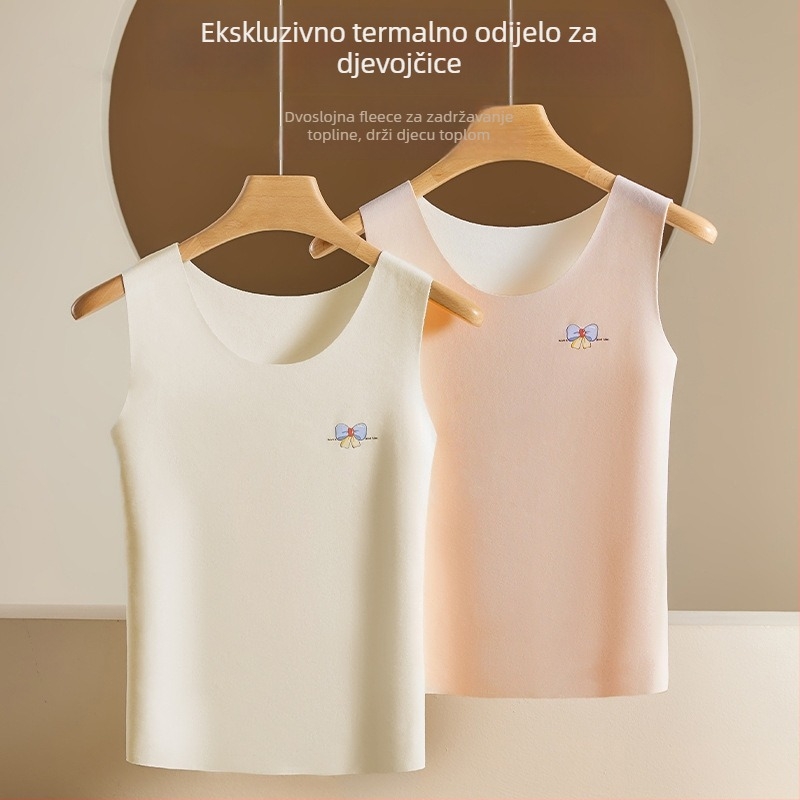3-dijelni set toplih prsluka za rastuće djevojčice (7–12 godina) – kapuljača, dvostruki sloj, akrilna vlakna, srednja težina 181–200 g/m²