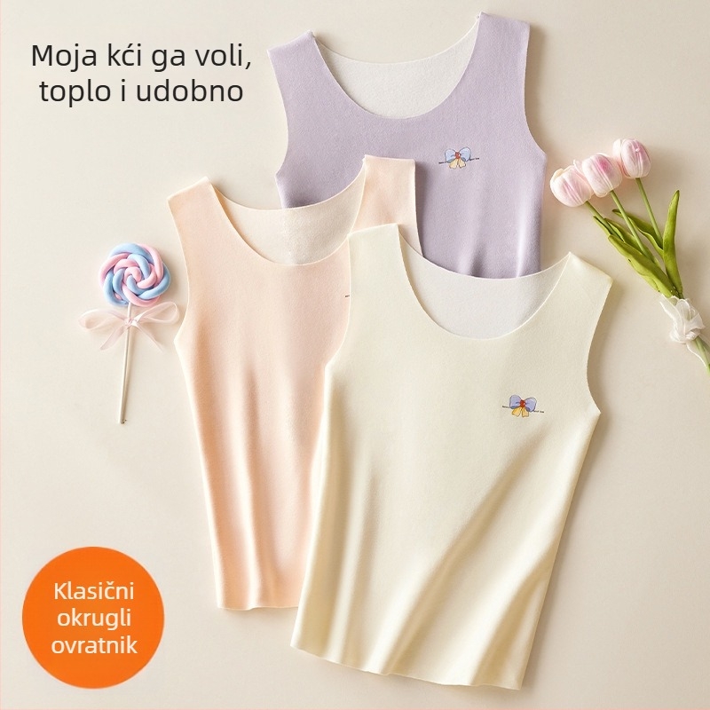 3-dijelni set toplih prsluka za rastuće djevojčice (7–12 godina) – kapuljača, dvostruki sloj, akrilna vlakna, srednja težina 181–200 g/m²