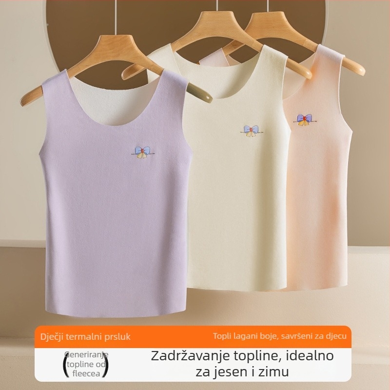 3-dijelni set toplih prsluka za rastuće djevojčice (7–12 godina) – kapuljača, dvostruki sloj, akrilna vlakna, srednja težina 181–200 g/m²