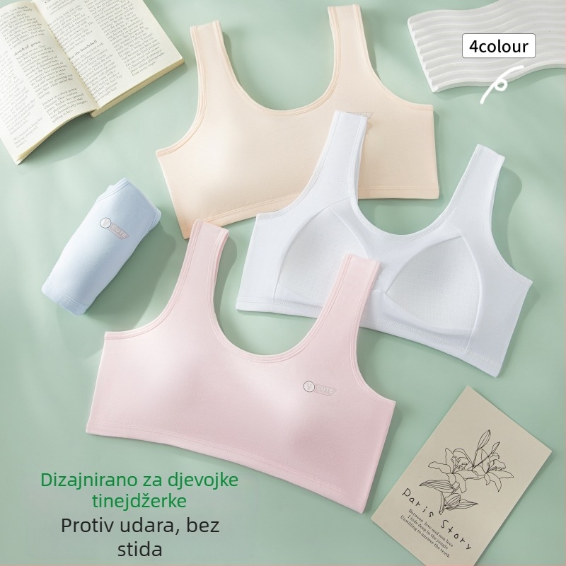 Pamukasti grudnjak s punim košaricama, vest-stil, tanke košarice za oblikovanje, fiksni dvostruki remeni, prozračan i upija znoj