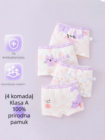 Dječje gaćice za djevojčice od pamuka; Marka Jin Qiao Lan; Sastav materijala: 95% pamuk, 5% elastan; Sigurnosna razina A; Za djevojčice; Uzrast 3–8 godina