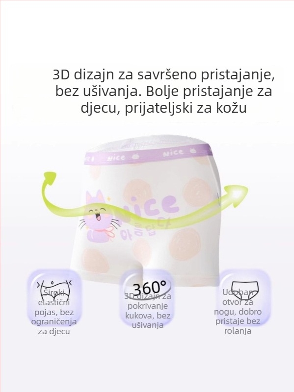 Dječje gaćice za djevojčice od pamuka; Marka Jin Qiao Lan; Sastav materijala: 95% pamuk, 5% elastan; Sigurnosna razina A; Za djevojčice; Uzrast 3–8 godina