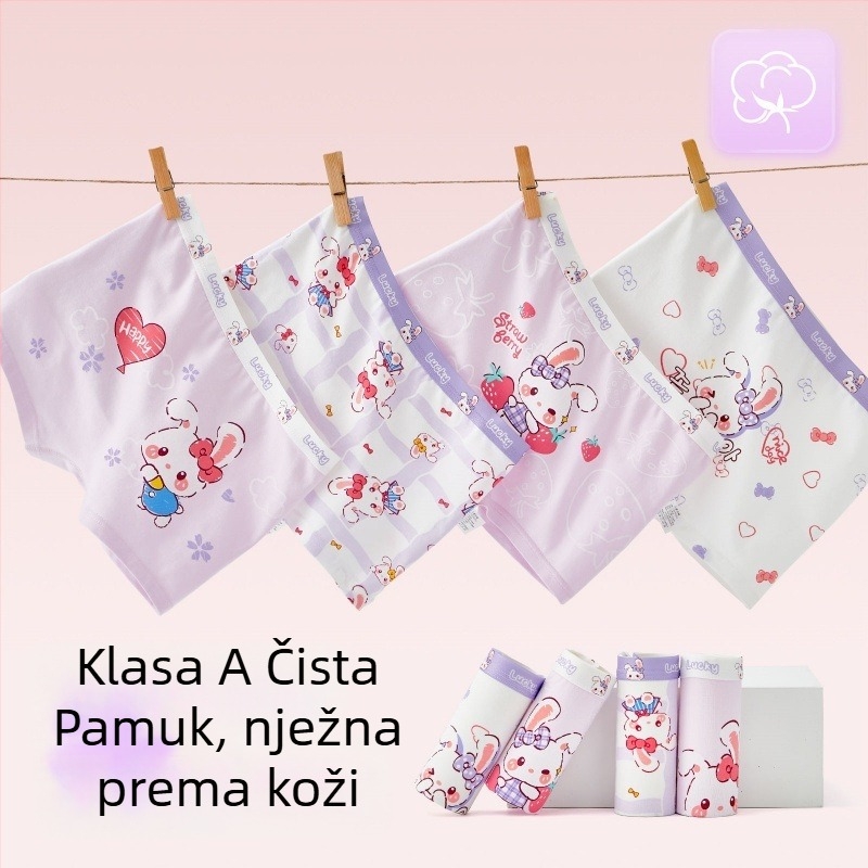 Dječje gaćice za djevojčice od pamuka; Marka Jin Qiao Lan; Sastav materijala: 95% pamuk, 5% elastan; Sigurnosna razina A; Za djevojčice; Uzrast 3–8 godina
