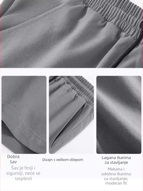 Muški ležerni šorcevi - Ice Silk tkanina, duljina Five-Point, labav kroj, elastični pojas, ravni kroj