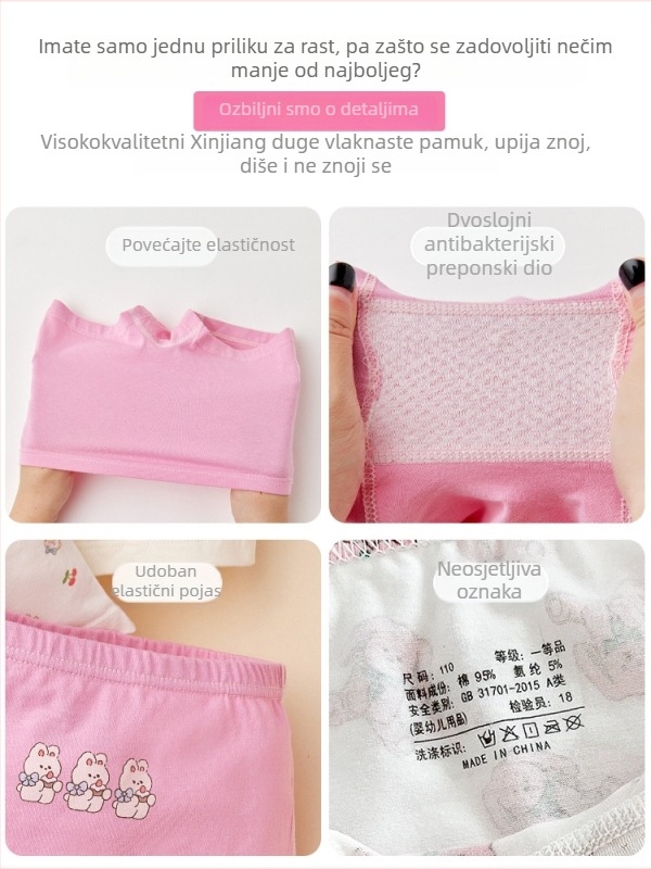 Bread Rabbit Boxerice za djevojčice, 95% pamuk, Kategorija A, Jesen 2024, za uzrast 3-8 godina