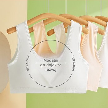 Dječji dvostupeni grudnjak, Modal, vest stil, trokutić čašice, tanke oblikovane čašice s pamukom, 90–95% Modal, prozračno