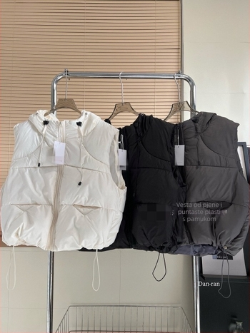 Muška vest s kapuljačom, korejskog stila, punjenje od down cotton, labav kroj, sportski dizajn, poliester tkanina