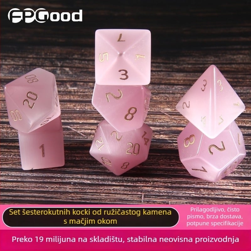D&D skup kockica – sedam poliedričnih kockica od umjetnog mačjeg oka kamena