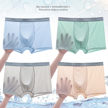 Muške gaćice Ice Silk za tinejdžere, ljeto, prozračne mrežaste, 93% najlona