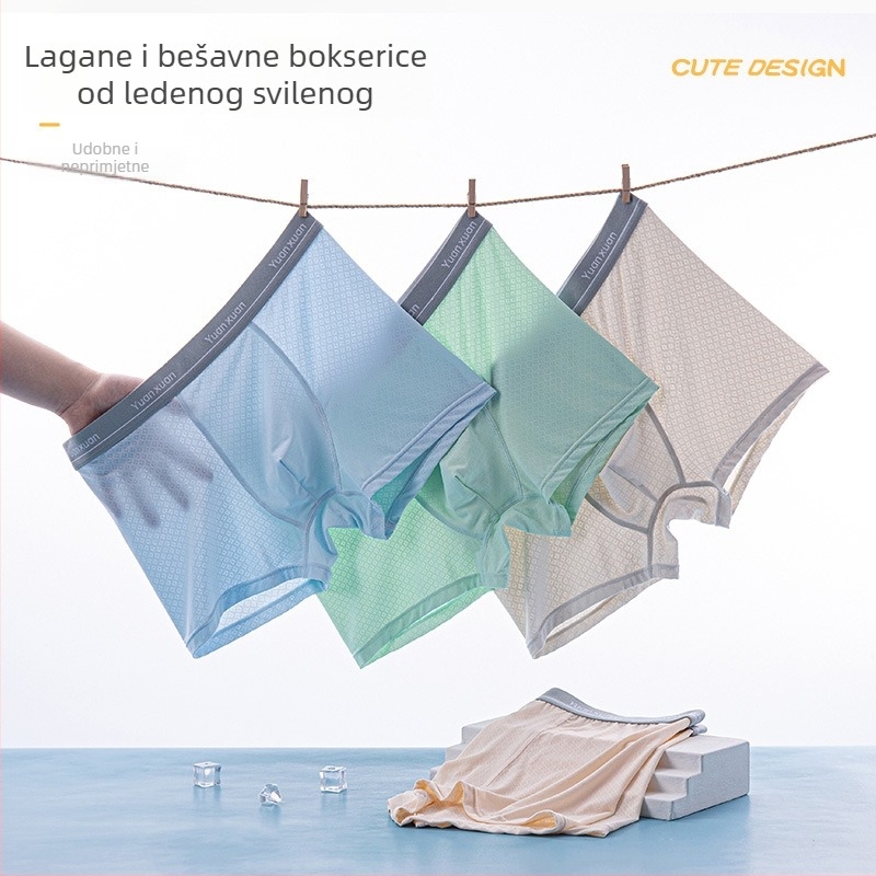 Muške gaćice Ice Silk za tinejdžere, ljeto, prozračne mrežaste, 93% najlona
